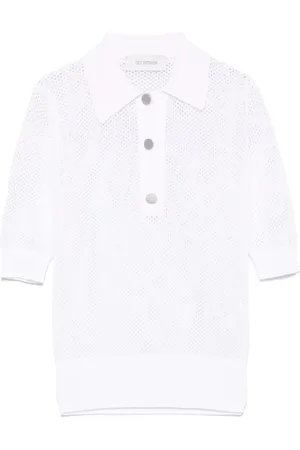 Sportmax Top, Dame, Hvid, XS, Hvid Knap-Up Kortærmet Sweater