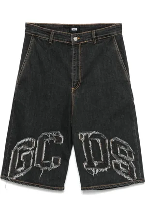 GCDS Shorts, Herre, Sort, W34, Denim, Sort Bæltede Shorts med Lommer