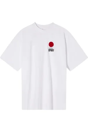 Edwin Top, Herre, Hvid, L, Bomuld, Sol Print Kortærmet Bomuld T-shirt