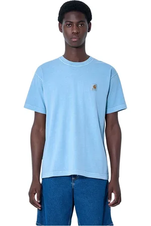 Carhartt Top, Herre, Blå, M, Bomuld, Logo Patch Bomuld T-shirt