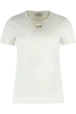Elisabetta Franchi Top, Dame, Grøn, M, Bomuld, Kæde Detalje Bomuld T-shirt