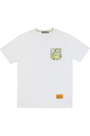GIANNI LUPO Top, Herre, Hvid, 2XL, Herre Tropisk Print Lomme T-shirt