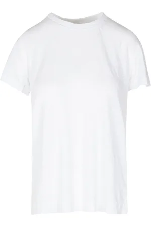 Daniele Fiesoli Top, Dame, Hvid, XS, Linned, Linned T-shirt med Rund Hals