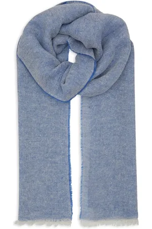 Gallo Tilbehør, unisex, Blå, ONE SIZE, Unisex blå silke og hør tørklæde med ensfarvet