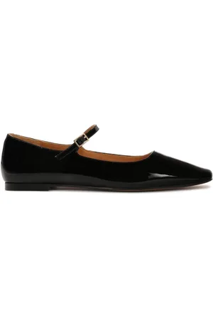 Kazar Sko, Dame, Sort, 38 EU, Uld, Lakerede flade pumps med rem