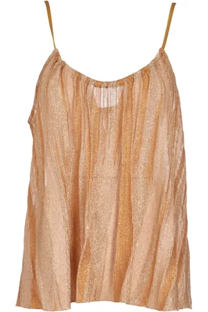 FORTE FORTE Top, Dame, Gul, M, Polyester, Gylden Jacquard Top