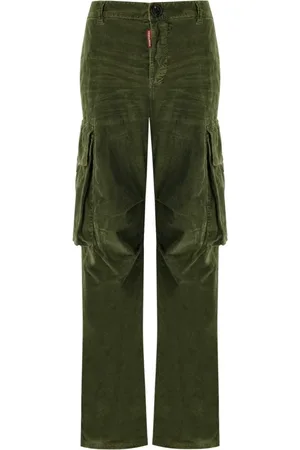 Dsquared2 Bukser, Dame, Grøn, 2XS, Bomuld, Corduroy Cargo Bukser