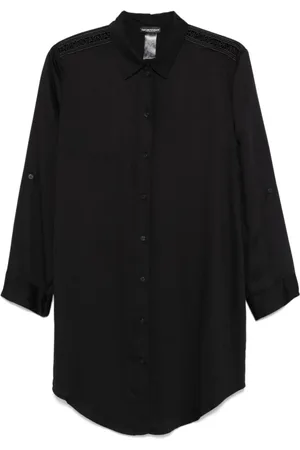 Emporio Armani Bluser & Skjorter, Dame, Sort, L, Sort Sea-tøj med knaplukning