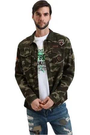 GIANNI LUPO Jakke, Herre, Grøn, XL, Uld, Militær Overshirt til Mænd