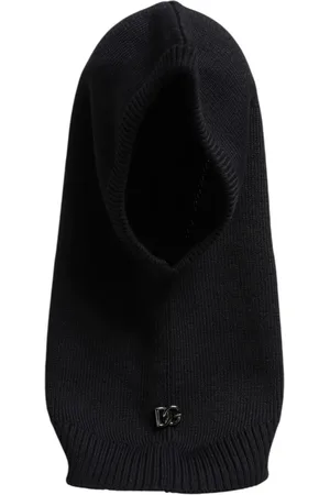 Dolce & Gabbana Tilbehør, unisex, Sort, ONE SIZE, Uld, Sort Uld Balaclava Hoved Wrap Hat