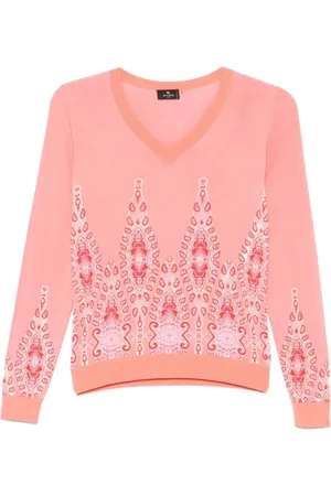 Etro Top, Dame, Lyserød, S, Paisley Jacquard Sweater