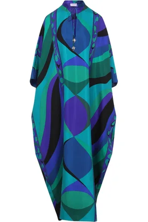 Emilio Pucci Kjole, Dame, Flerfarvet, S, Fiske Kaftan Kjole