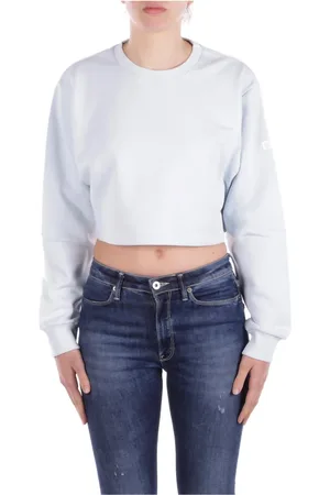 GCDS Sweathshirts & Hoodies, Dame, Blå, L, Bomuld, Blå Logo Sweater
