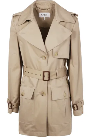 Chloé Frakke, Dame, , S, Uld, Stilfuld Kort Trenchcoat