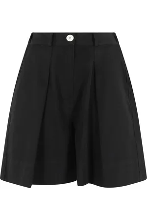 Malo Shorts, Dame, Sort, M, Bomuld, Højtaljede brede ben bomuld bukser