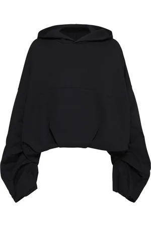 DRIES VAN NOTEN Sweathshirts & Hoodies, Dame, Sort, S, Bomuld, Sort Oversize Bomuldshættetrøje
