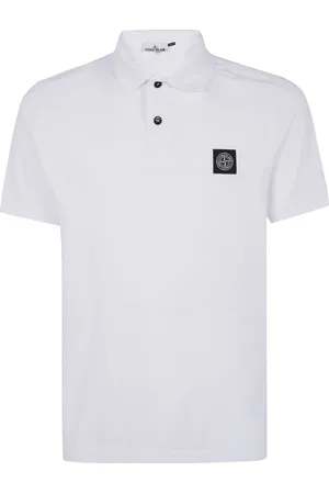 Stone Island Top, Herre, Hvid, M, Bomuld, Slim Fit Kortærmet Polo Shirt