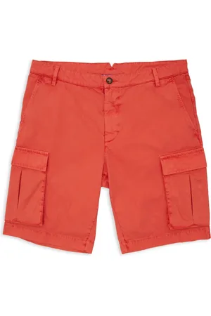 Gallo Shorts, Herre, Rød, XL, Bomuld, Mænds røde beklædningsfarvede bomuldslast bermuda med ensfarvet farve