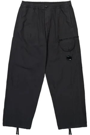C.P. Company Bukser, Herre, Sort, XS, Bomuld, Sorte Cargo Bukser med Elastisk Talje