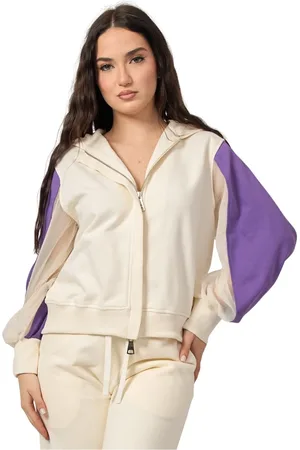 JIJIL Sweathshirts & Hoodies, Dame, Flerfarvet, 2XS, Uld, Beige Hættetrøje med Farvekontrast