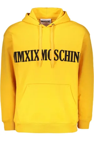 Moschino Sweathshirts & Hoodies, Herre, Gul, M, Bomuld, Broderet bomuldshættetrøje med justerbar hætte