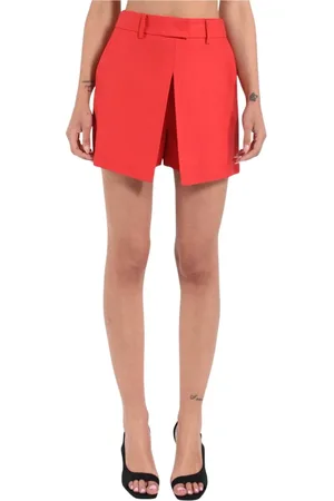 SIMONA CORSELLINI Shorts, Dame, Rød, L, Viskoseblandings shorts med skjult lukning