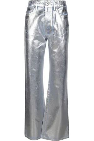 Paco rabanne Bukser, Dame, Grå, W29, Uld, Lys Sølv Metallic Bukser