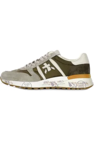 Premiata Sko, Herre, Flerfarvet, 43 EU, Logo Sneakers Ruskind Gummisål Lærred