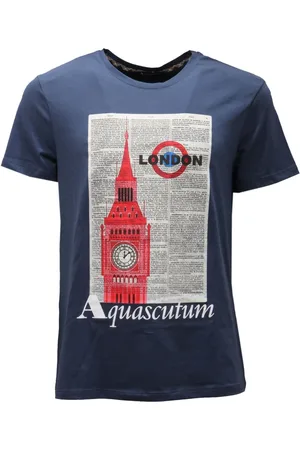 Aquascutum Top, Herre, Blå, L, Bomuld, Bomuld Royal E Print Skjorte