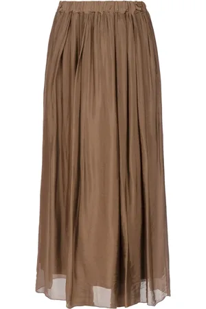 SOLOTRE Nederdel, Dame, Brun, S, Chiffon, Chiffon Lang Nederdel med Elastisk Talje