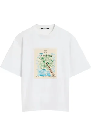 Jacquemus Top, Herre, Hvid, XL, Marineblå T-shirt