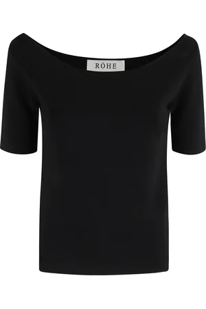 Rohe Top, Dame, Sort, XS, Nylon, Bådhals T-shirt i sort