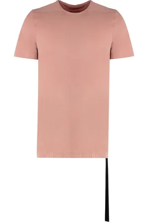Rick Owens Top, Herre, Lyserød, XS, Bomuld, Ribbet Bomuld Crew-Neck T-shirt