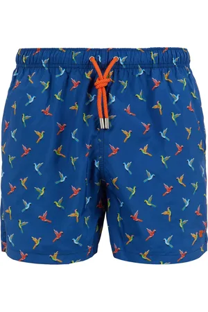 Gallo Badetøj, Herre, Flerfarvet, L, Mænds blå badeshorts med papegøje mønster