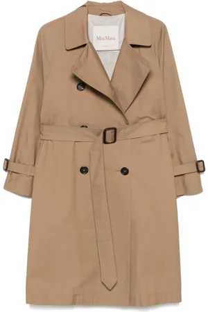 Max Mara Frakke, Dame, Brun, XS, Brun Regnslag Cube Dobbeltbrystet Frakke