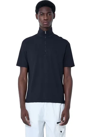 C.P. Company Top, Herre, Sort, XL, Bomuld, Bomuld Jersey Half-Zip Polo Shirt