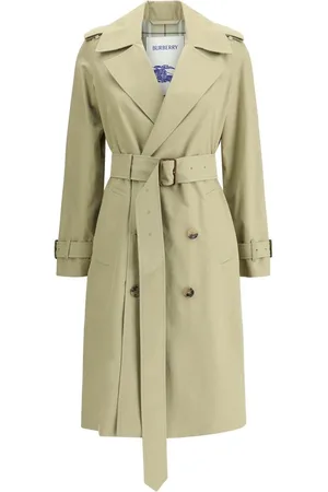 Burberry Frakke, Dame, Grøn, XS, Bomuld, Klassisk Bomuld Trench Coat