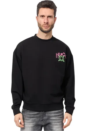 HUGO BOSS Sweathshirts & Hoodies, Herre, Sort, S, Bomuld, Sort sweater med bagtryk