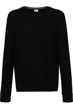 Paul Smith Strik, Herre, Sort, XL, Uld, Merino Uld Sweater Ribbet Strikkanter