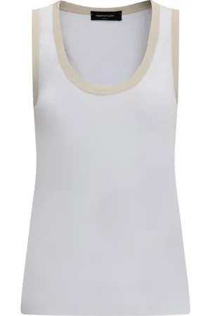 Fabiana Filippi Top, Dame, Hvid, L, Bomuld, Ribbed Top med Front Neckline