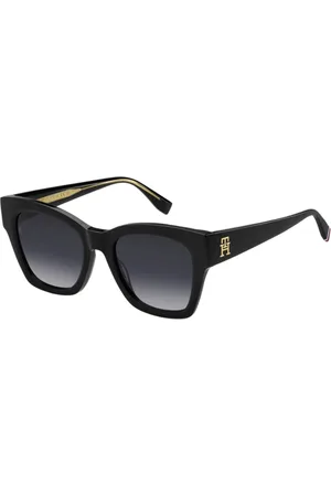 Tommy Hilfiger Tilbehør, Dame, Sort, 52 MM, Sort/Grå Solbriller