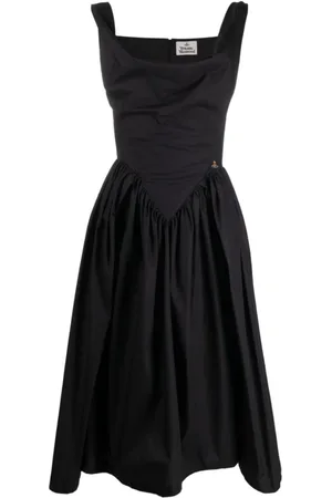 Vivienne Westwood Kjole, Dame, Sort, M, Bomuld, Sort Cowl Neck Korset Kjole