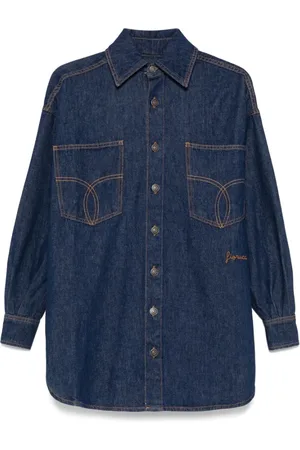 Fiorucci Bluser & Skjorter, Dame, Blå, 2XS, Denim, Indigo Blå Button-Up Skjorte
