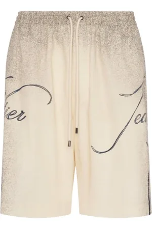 Jean Paul Gaultier Shorts, Dame, , L, Bomuld, Printede bomuldsshorts i Ecru/Sort/Rød