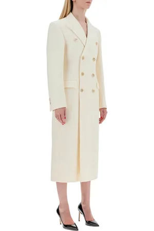 WARDROBE.NYC Frakke, Dame, Hvid, XS, Uld, Struktureret Uld Maxi Frakke
