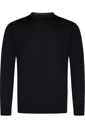 LOW BRAND Strik, Herre, Sort, XL, Uld, Sort Merinould Rundhals Sweater