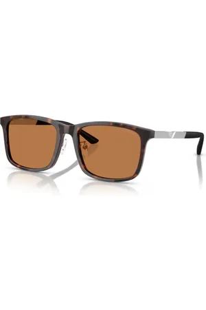 Emporio Armani Tilbehør, Herre, Brun, 57 MM, Mørk Havana/brun solbriller EA 4241D