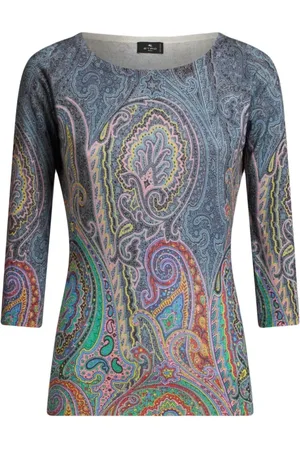 Etro Top, Dame, Flerfarvet, XL, Paisley Print Strik Trøje