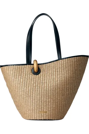 Jacquemus Taske, Dame, , ONE SIZE, Læder, Raffia Bucket Taske med Læderkant