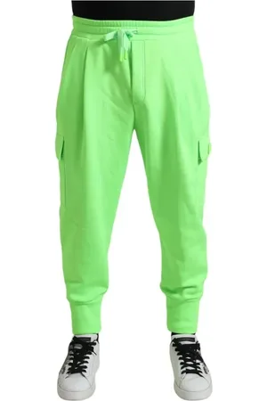 Dolce & Gabbana Bukser, Herre, Grøn, XS, Polyester, Neon Grøn Polyester Jogger Sweatpants
